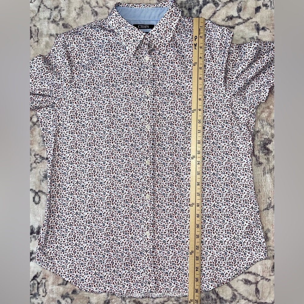 Chaps by Ralph Lauren No Iron Floral Button-down Shirt Size Large - Picture 5 of 9